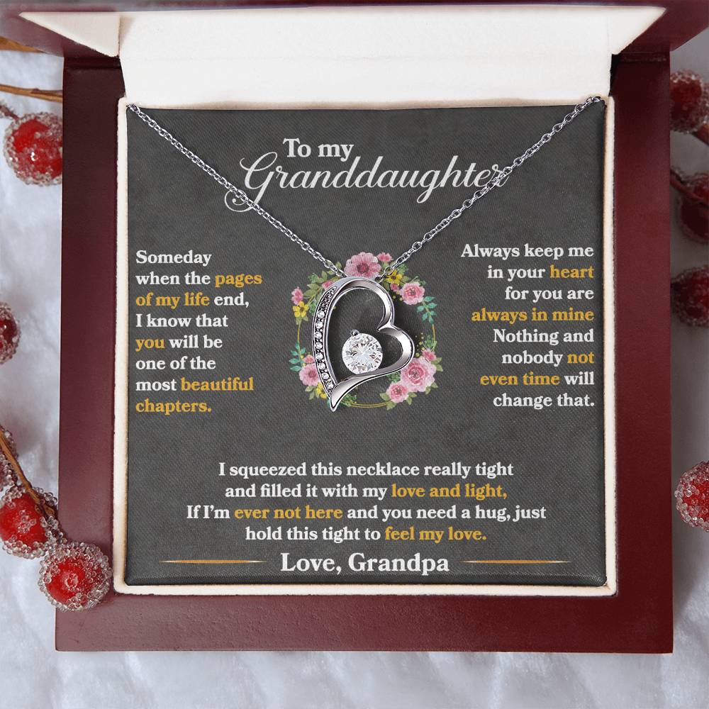 To My Granddaughter, Hold This Tight To Feel My Love - Forever Love Necklace