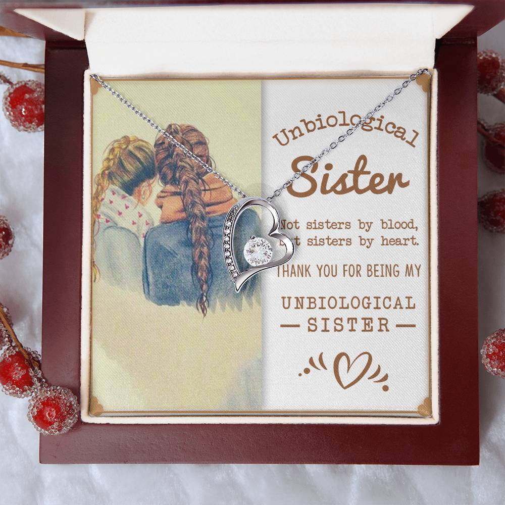 To My Unbiological Sister, Sisters By Heart - Forever Love Necklace