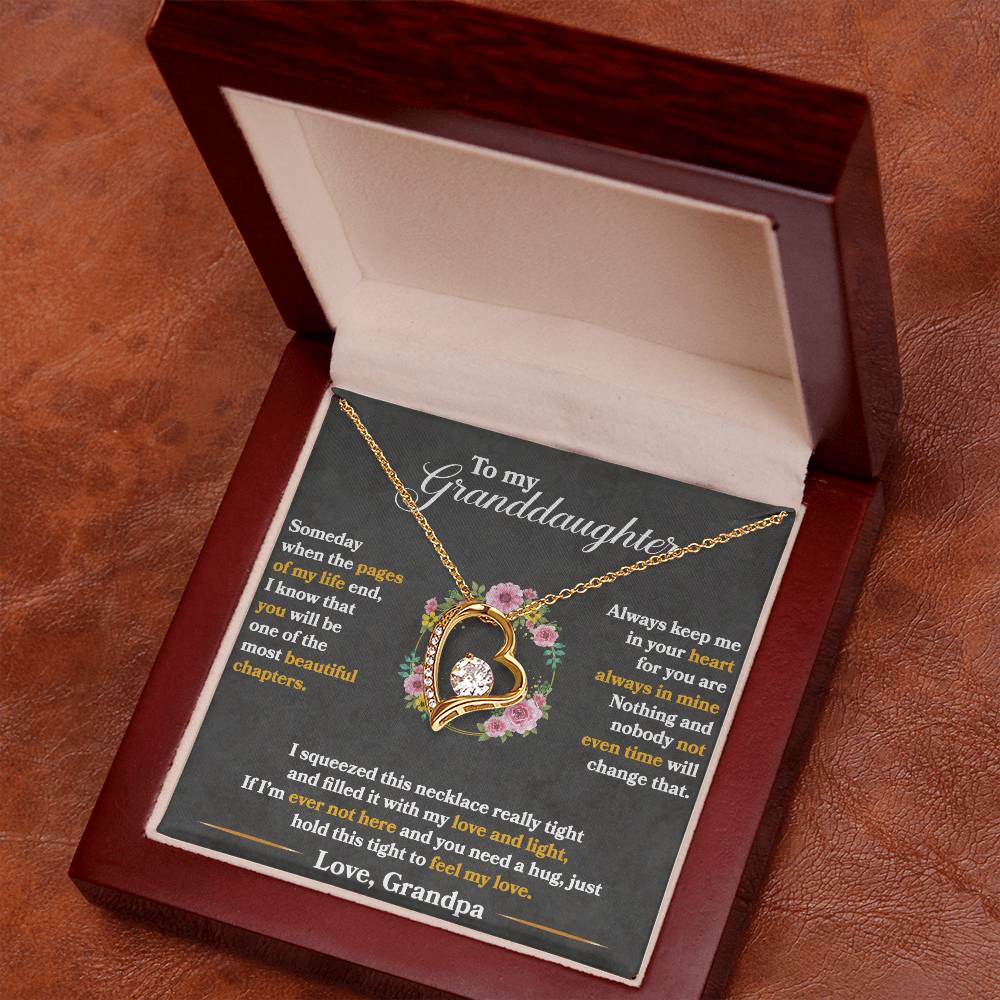 To My Granddaughter, Hold This Tight To Feel My Love - Forever Love Necklace