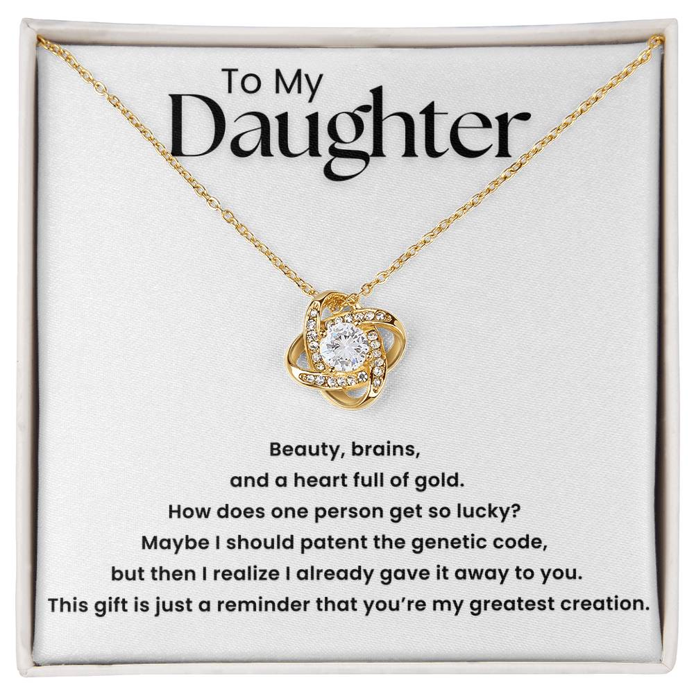 To My Daughter, Genetic Code - Love Knot Necklace