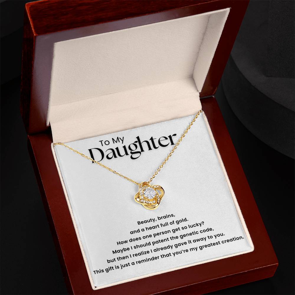 To My Daughter, Genetic Code - Love Knot Necklace