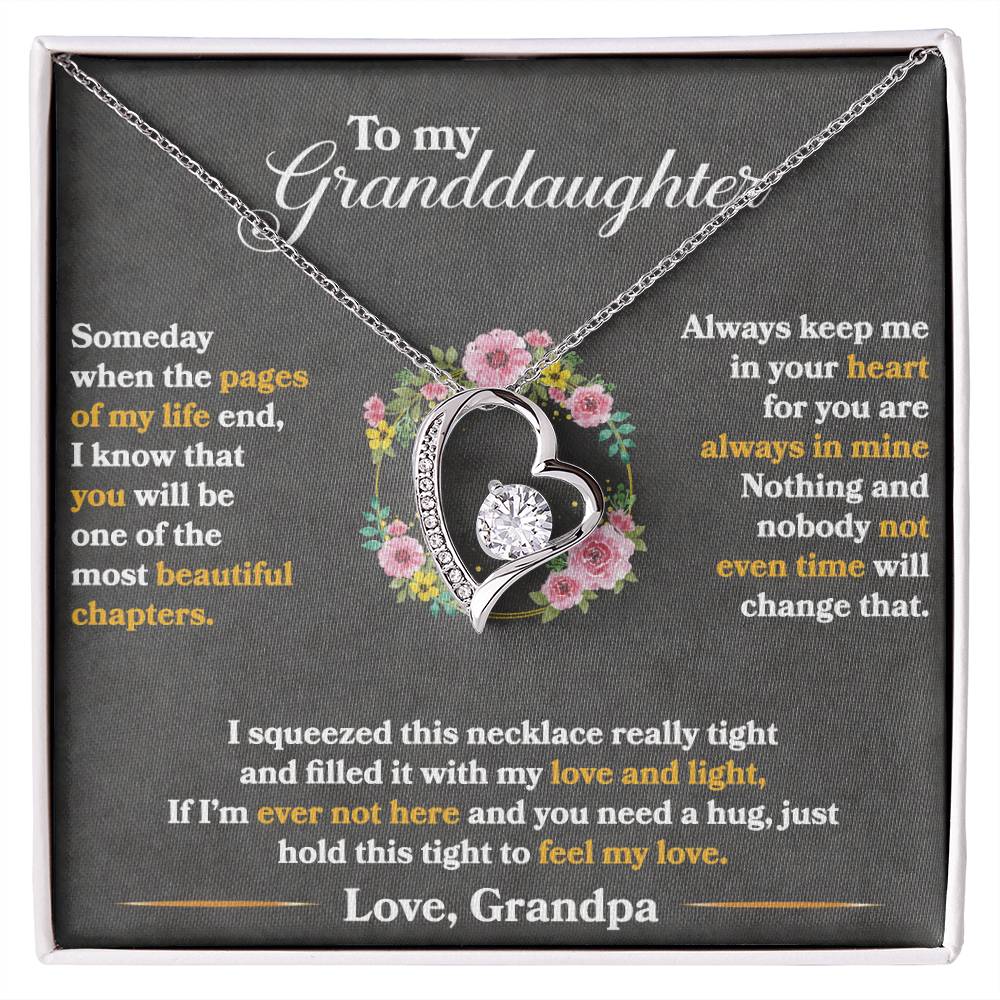 To My Granddaughter, Hold This Tight To Feel My Love - Forever Love Necklace