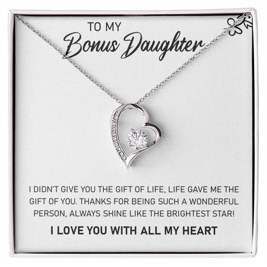 To My Bonus Daughter, Always Shine Like The Brightest Star - Forever Love Necklace