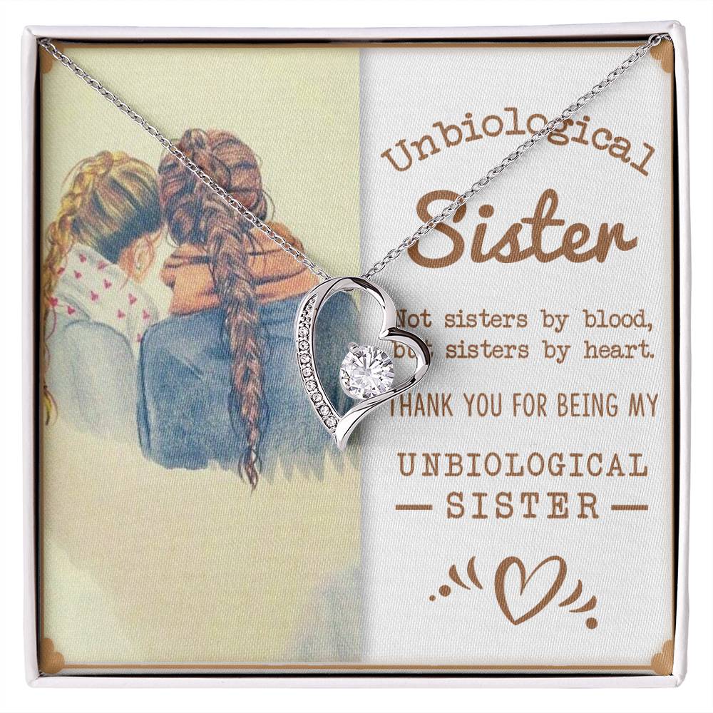 To My Unbiological Sister, Sisters By Heart - Forever Love Necklace