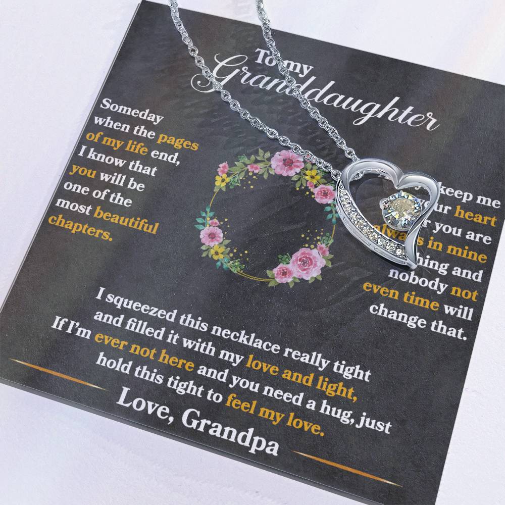 To My Granddaughter, Hold This Tight To Feel My Love - Forever Love Necklace