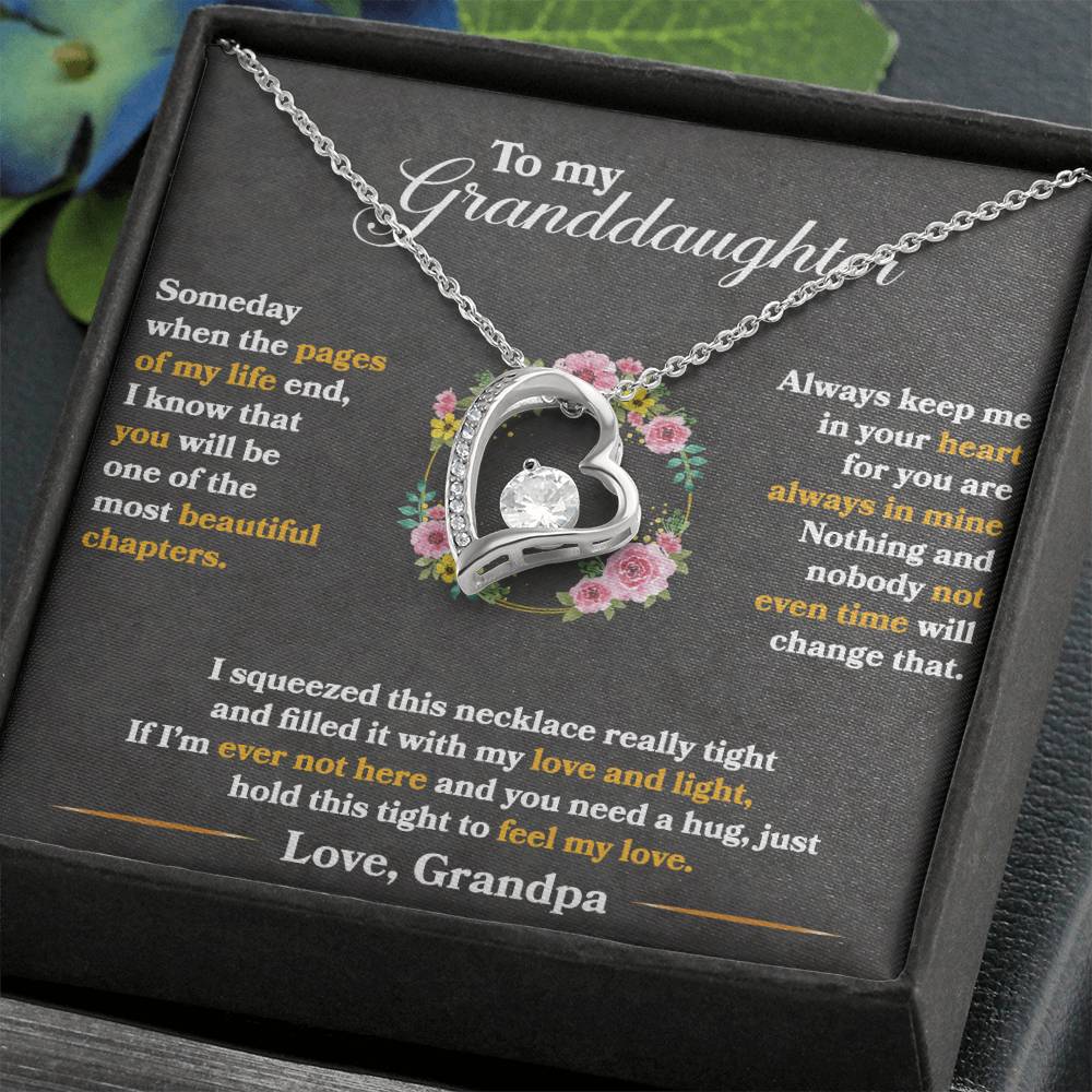 To My Granddaughter, Hold This Tight To Feel My Love - Forever Love Necklace