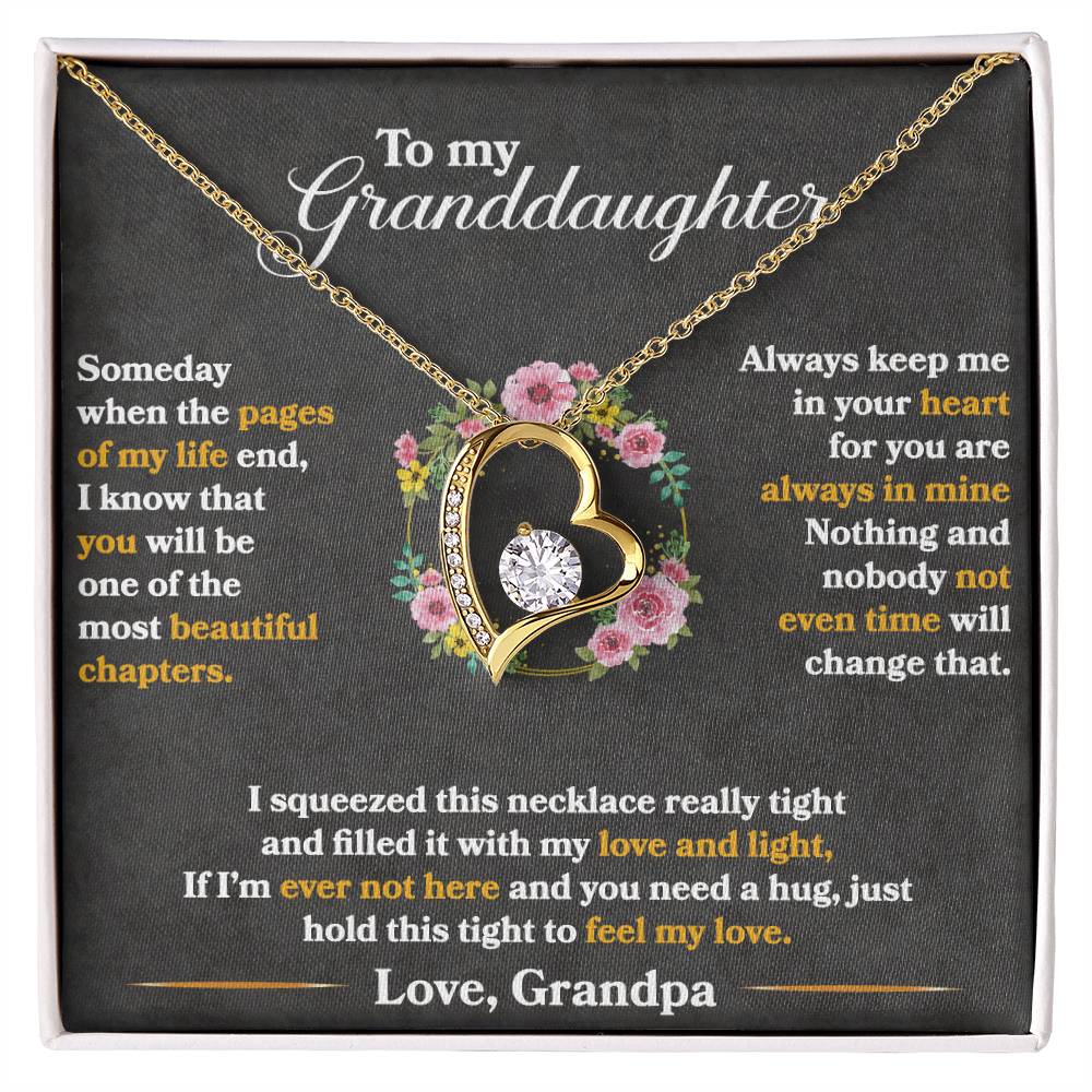 To My Granddaughter, Hold This Tight To Feel My Love - Forever Love Necklace