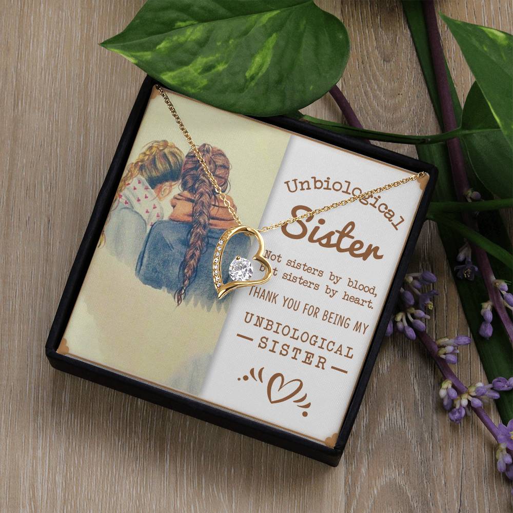 To My Unbiological Sister, Sisters By Heart - Forever Love Necklace