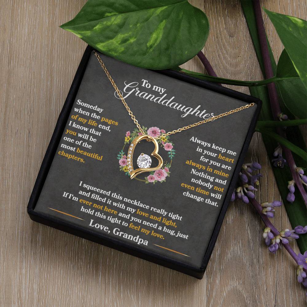 To My Granddaughter, Hold This Tight To Feel My Love - Forever Love Necklace